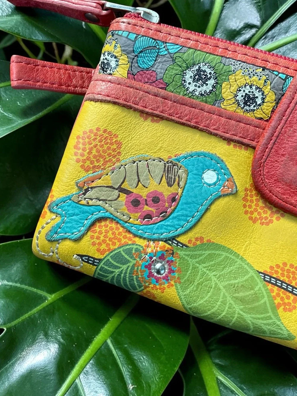 🌺Fossil Colorful Leather Patchwork Wallet